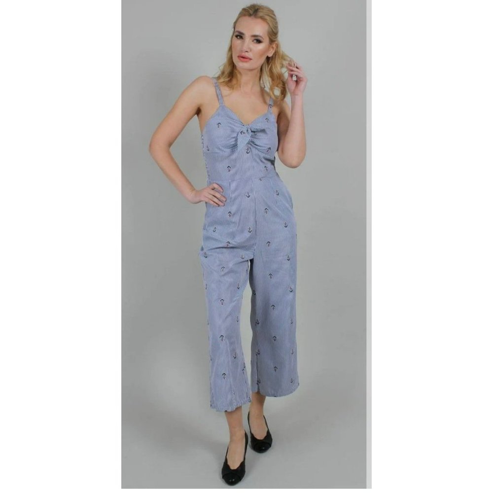 NWT VOODOO VIXEN ANDY ANCHOR PINSTRIPE JUMPSUIT Size XS